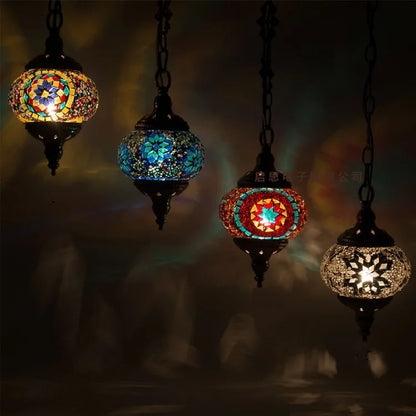 Handmade Turkish Mosaic Glass Pendant Light
