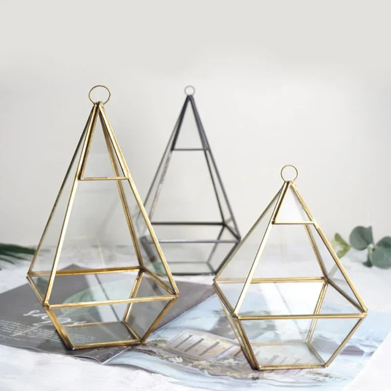 DecorBites™ Geometric Glass Vase for Succulents and Flowers