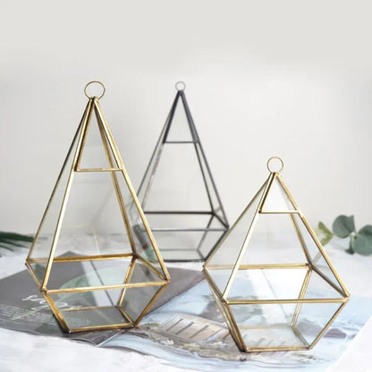 DecorBites™ Geometric Glass Vase for Succulents and Flowers