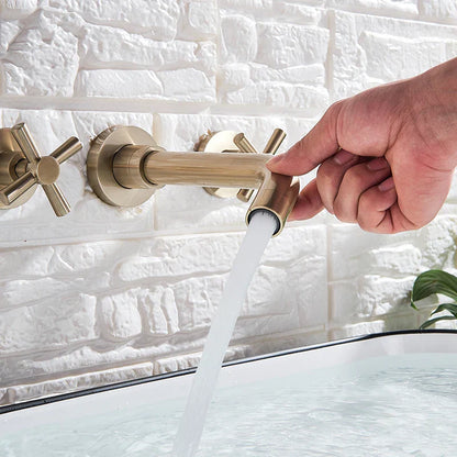 DecorBites™ Golden Dual Handle Wall Mounted Basin Faucet