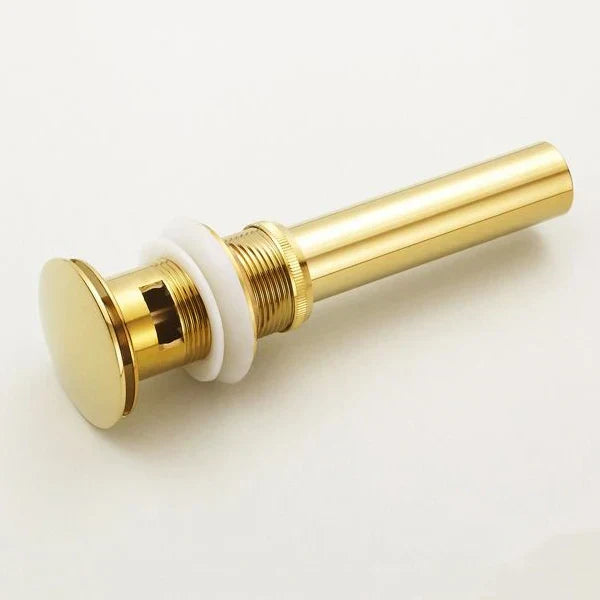 Gold Brass Pop-Up Sink Drain With Overflow Hole