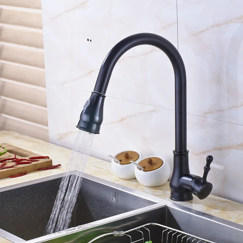 DecorBites™ Gold Brass Kitchen Faucet Rotatable Mixer Tap Single Handle Hot&Cold Water