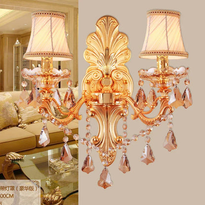 DecorBites™ Gold Crystal Wall Light Indoor Lamp - Elegant Alloy Crystal Candle Design