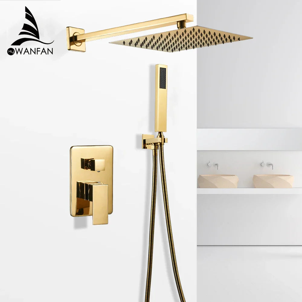 Brass Gold Rain Shower Set