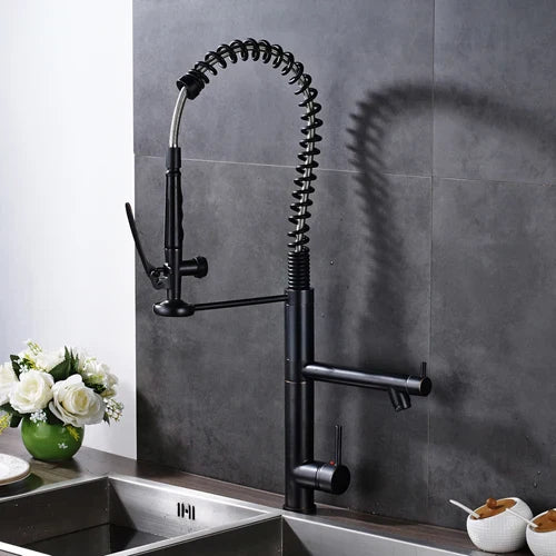 DecorBites™ Black Bronze Kitchen Mixer Faucet with 360 Rotation - Single Handle Sink Tap