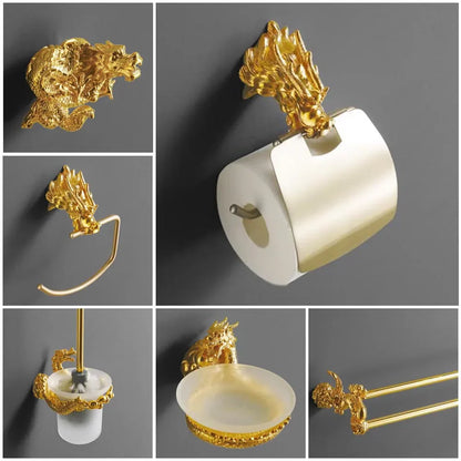 DecorBites™ Dragon Bathroom Hardware Set: Paper Holder, Towel Rack, Soap Dish (MB-0950A)