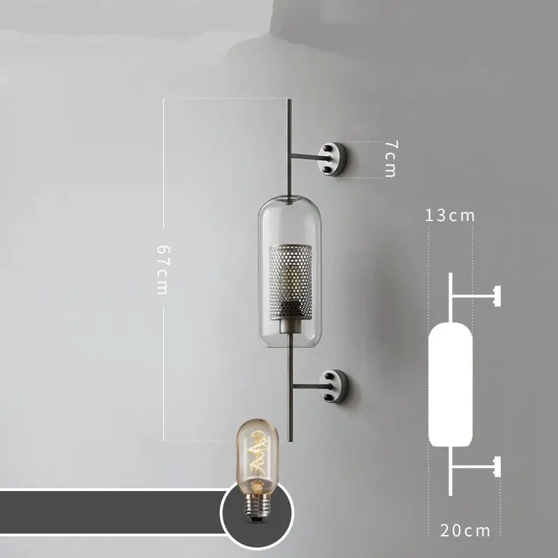 DecorBites™ Glass Industrial Wall Lights for Living Room Bedroom Dining Room