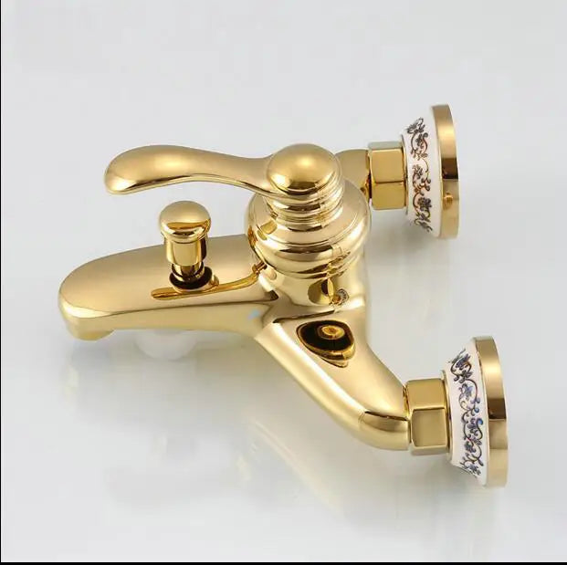 Gold Brass Rain Shower Set Single Handle