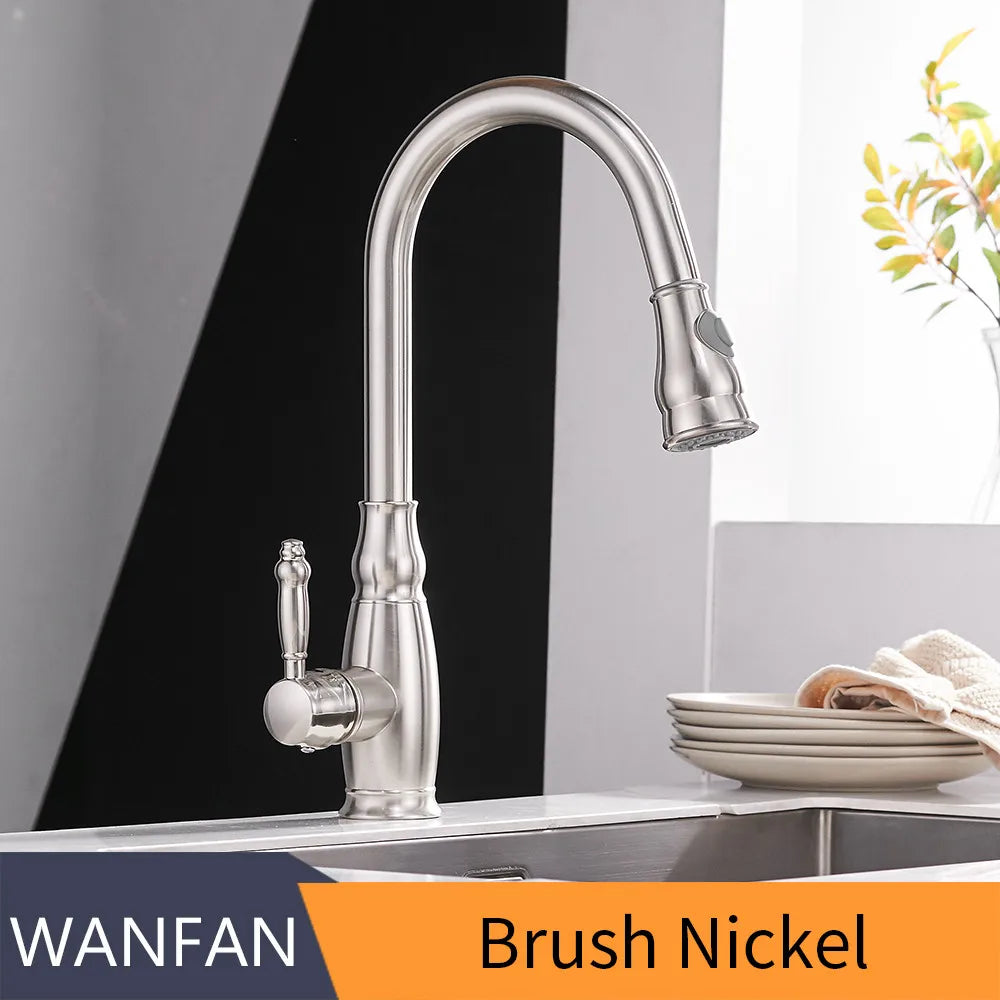 Gold Brass Kitchen Faucet Durable Construction