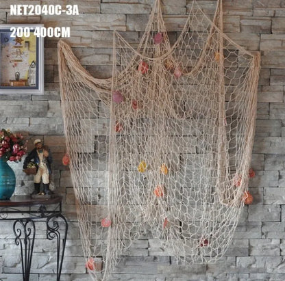 DecorBites™ Decorative Fishing Net Wall Hanging - Mediterranean Style Nautical Home Decor