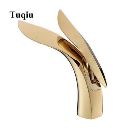 DecorBites™ Gold Brass Basin Faucet | Single Handle Mixer Tap for Bathroom Sink