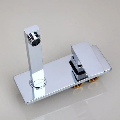 DecorBites™ Golden Polished Wall Mount Bathroom Basin Sink Faucet with Hot & Cold Mixer