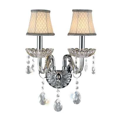 DecorBites™ Crystal Lamp Wall Light with LED Bulbs and Silk Fabric Lampshade
