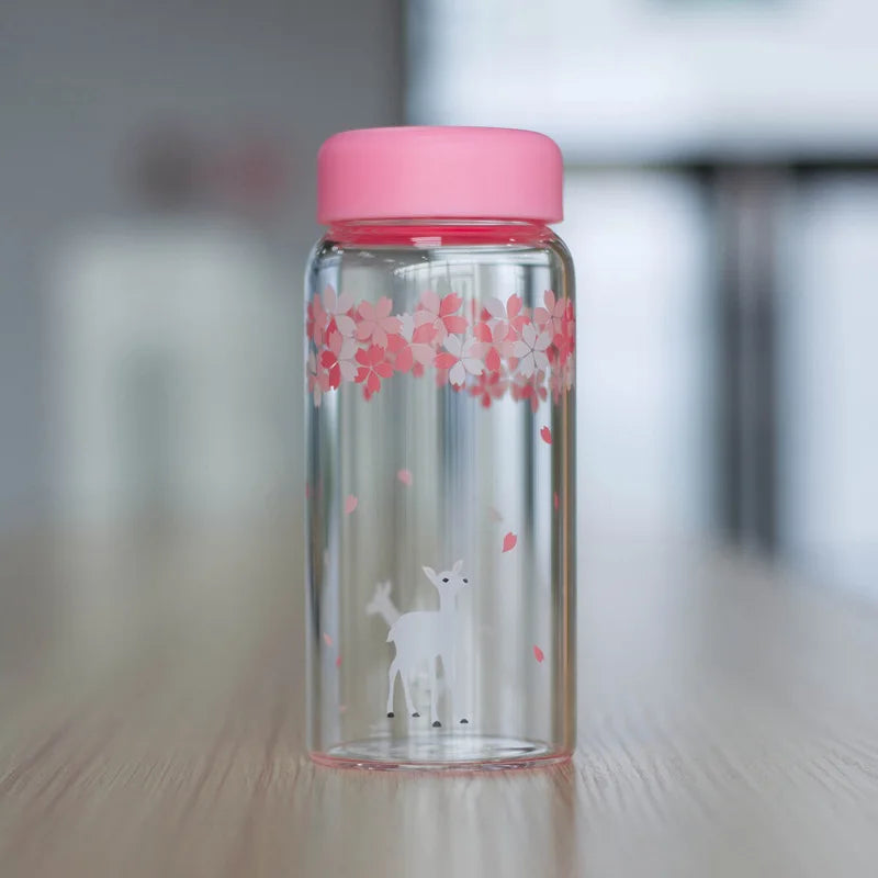 Sakura Glass Water Bottle