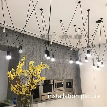 DecorBites™ Geometric LED Wire Pendant Chandelier - Industrial Home Decor Spider Lamp
