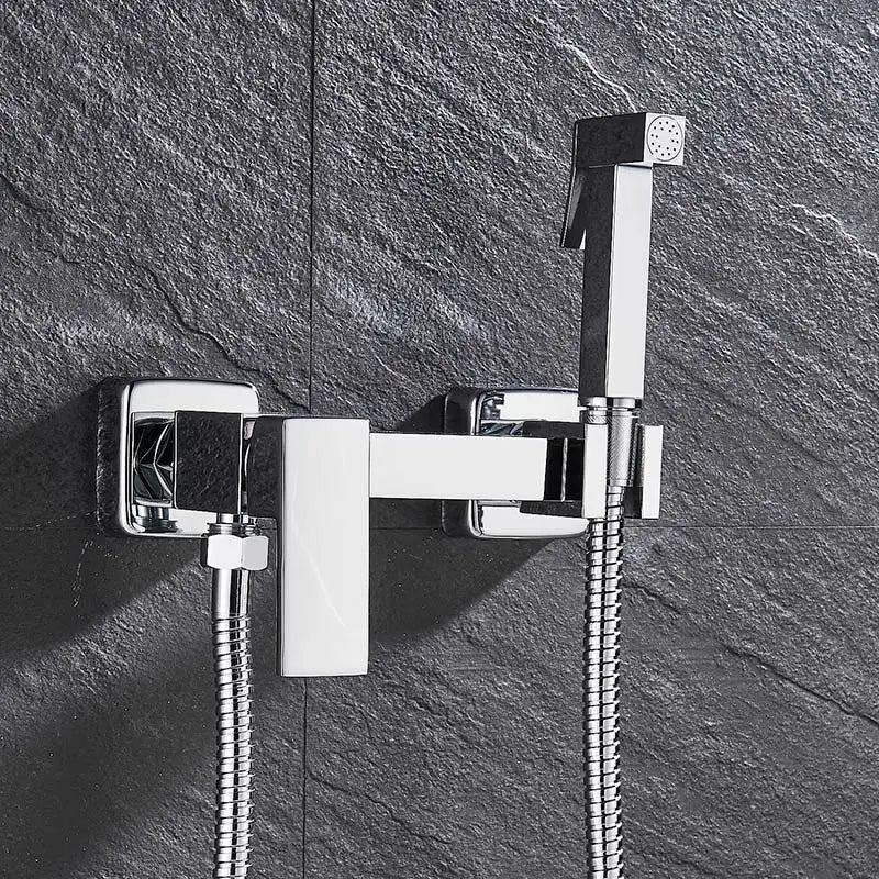 DecorBites™ Bidet Shower Faucet Set: Matte Black Brass Hygienic Spray Tap with Hot/Cold Mixer