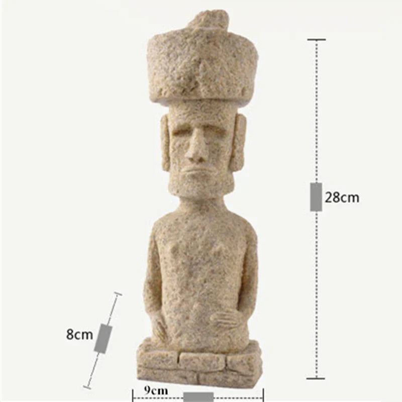 DecorBites™ Easter Island Moai Pukao Statue Figurine Home Office Decoration Living Room Decor Shelf