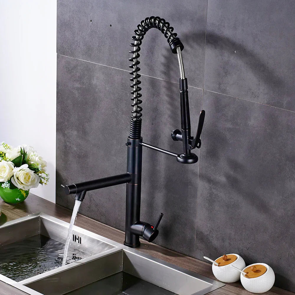 DecorBites™ Black Bronze Kitchen Mixer Faucet with 360 Rotation - Single Handle Sink Tap