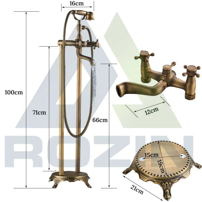 DecorBites™ Dual Ceramic Handle Freestanding Tub Faucet with Handshower
