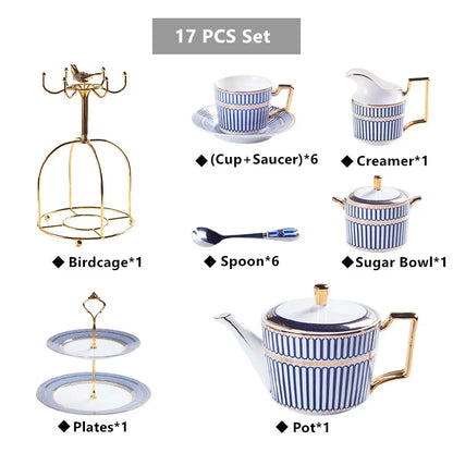 DecorBites™ Gold Porcelain Coffee & Tea Set - Luxury Bone China Porcelain Coffeeware