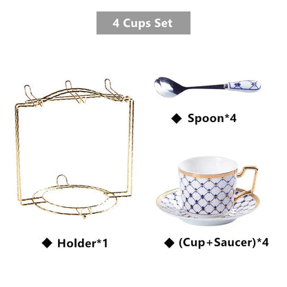 DecorBites™ Gold Porcelain Coffee & Tea Set, Elegant Bone China Luxury Ceramics