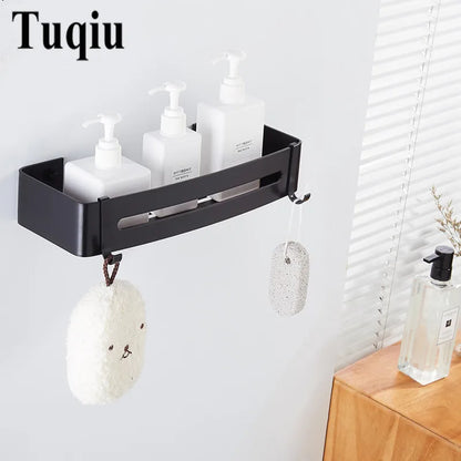 DecorBites™ Black Aluminum Bathroom Corner Shelf Wall Mounted Soap Dish Holder