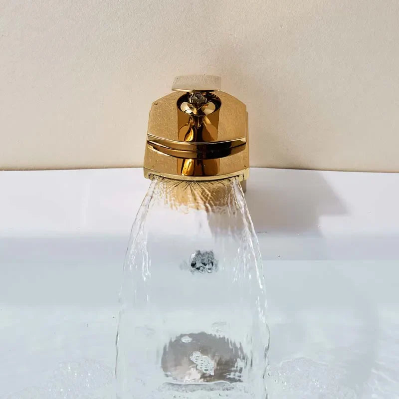 DecorBites™ Golden Brass Waterfall Vessel Sink Faucet - Chrome Bathroom Vanity Tap