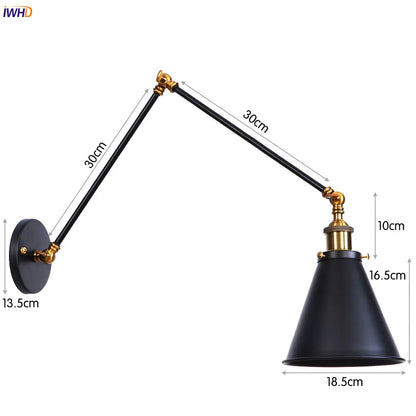 DecorBites™ Gold LED Swing Arm Wall Lamp Industrial Decor Vintage Beside Stair Loft