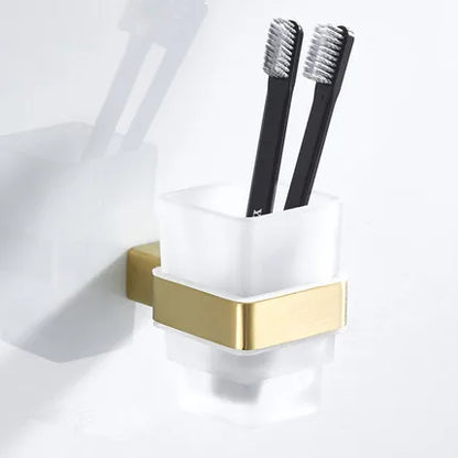 DecorBites™ Bath Set: Towel Rack, Corner Shelf, Paper Holder, Mixer Faucet - Brushed Matt Gold