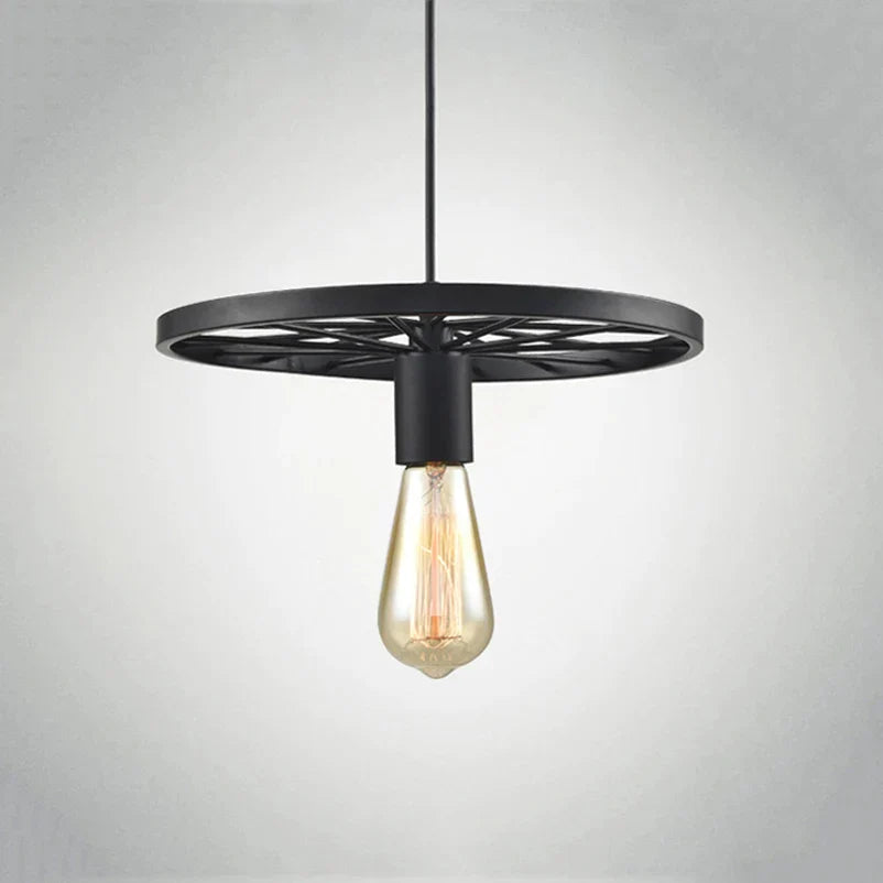 DecorBites™ Iron Wheel Chandelier | Retro Loft Industrial Pendant Light for Dining Room