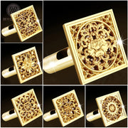 Gold Square Shower Drain Stainless Steel Gravity Flush