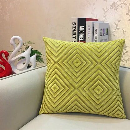 DecorBites™ Geometric Chenille Flocking Cushion Cover in Grey Yellow Purple Red, 45x45cm/30x50cm