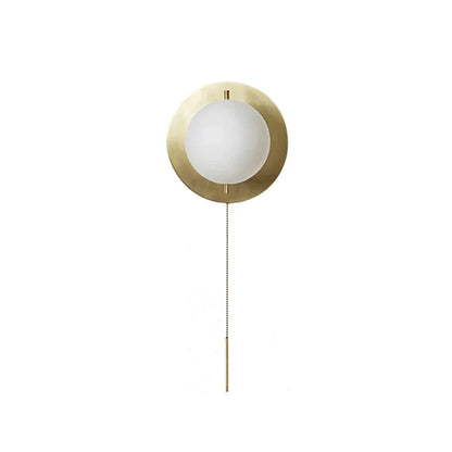 DecorBites™ Glass Round Wall Lamp Brass Wall Light for Living Room & Bedroom