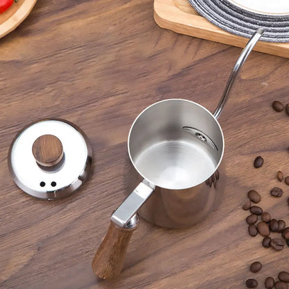 DecorBites™ Gooseneck Stainless Steel Pour Over Kettle with Wooden Handle