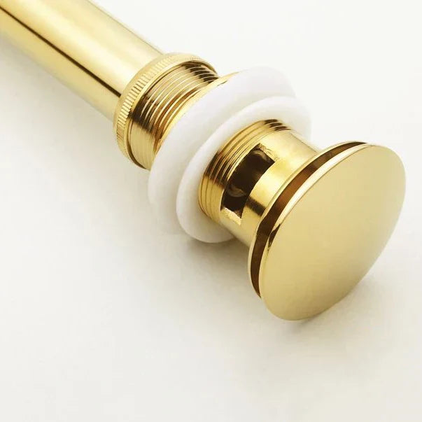 Gold Brass Pop-Up Sink Drain With Overflow Hole
