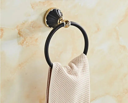 DecorBites™ Gold Black Bathroom Accessories Set, Towel Bar, Toilet Brush Holder, Paper Holder