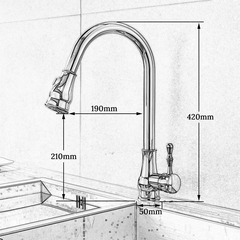 DecorBites™ Gold Brass Kitchen Faucet Rotatable Mixer Tap Single Handle Hot&Cold Water