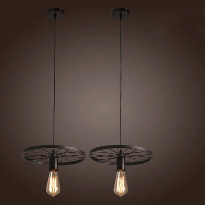 DecorBites™ Iron Wheel Chandelier | Retro Loft Industrial Pendant Light for Dining Room