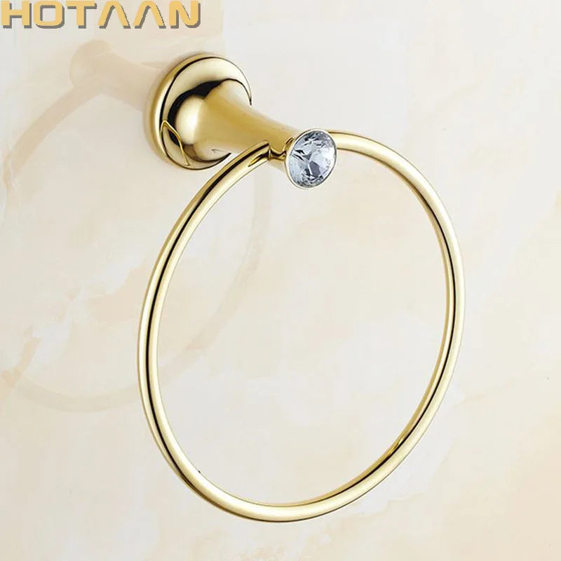 Gold Crystal Towel Ring Stainless Steel Bathroom