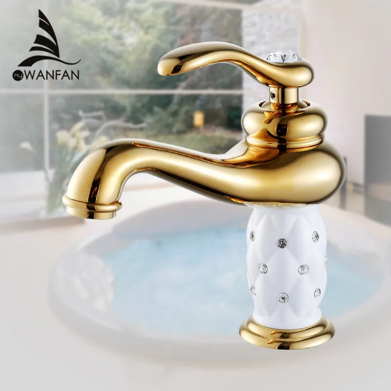 Gold Brass Diamond Faucet