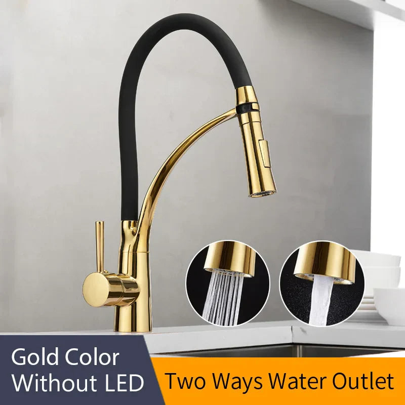 Brass LED Kitchen Faucet