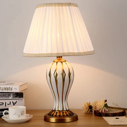 DecorBites™ Hand Painted Antique Blue Ceramic Desk Lamp