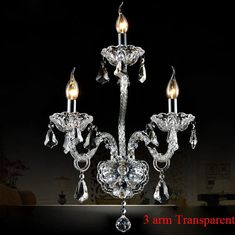DecorBites™ Clear Crystal Wall Lamp with LED Bulbs for Luxury Bedside Lighting