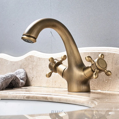 DecorBites™ Dual Handle Brass Basin Faucet for Bathroom Vanity Sink