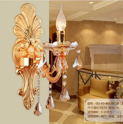 DecorBites™ Gold Crystal Wall Light Indoor Lamp - Elegant Alloy Crystal Candle Design