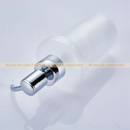 DecorBites™ Frosted Glass Liquid Soap Dispenser with Brass Head - 200ml