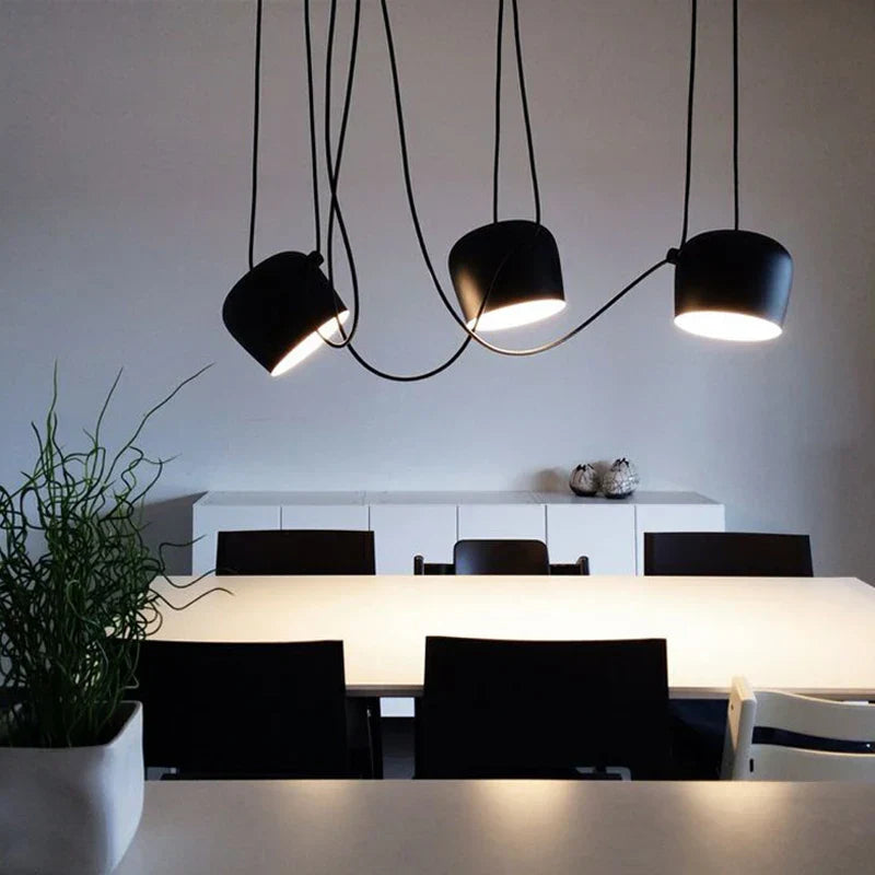 DecorBites™ Black Drum LED Pendant for Kitchen & Restaurant - Spider Industrial Ceiling Light