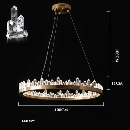 Gold Crystal Dining Chandelier Rectangle 100cm