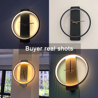DecorBites™ LED Wall Clock Lamp Indoor Light Fixture Home Decor Bedroom Living Room