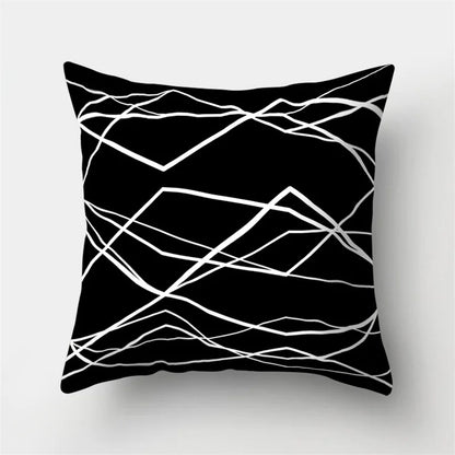 DecorBites™ Geometric Star Print Pillow Cover for Home Decor - Black & White Square Texture